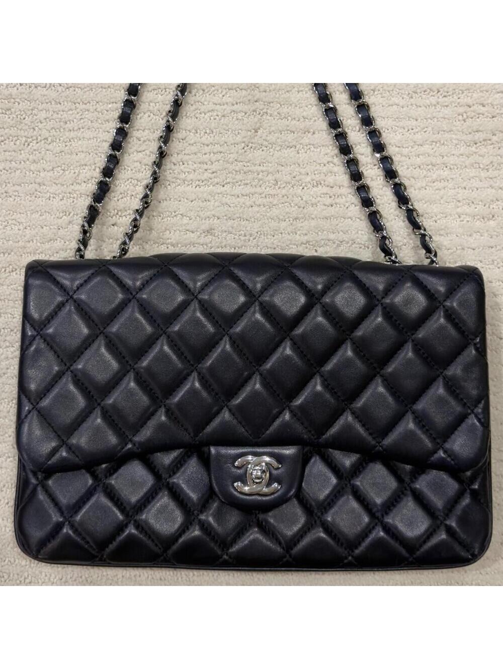 CHANEL - Soft Flap Bag, Navy/Silver